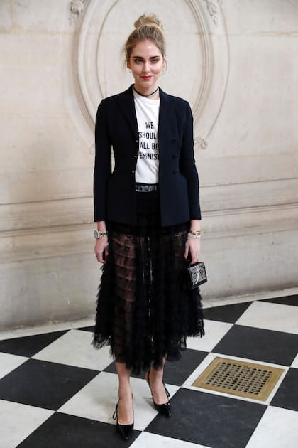 Chiara Ferragni en el desfile de Dior, primavera verano 2017