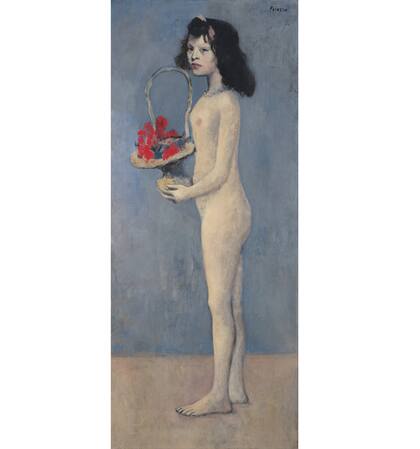 Chica con cesta de flores (1905), una pintura de Pablo Picasso de casi dos metros de alto, se rematará con una base estimada entre 70 y 100 millones de dólares