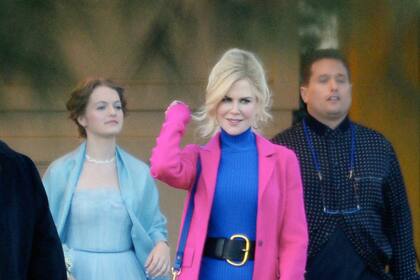 Chica de rosa. Nicole Kidman en el rodaje de The Prom, la nueva ficción de Netflix que tiene como showrunner a Ryan Murphy