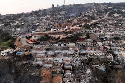 La zona de Villa Independencia, región de Valparaíso, totalmente destruido tras el paso del fuego