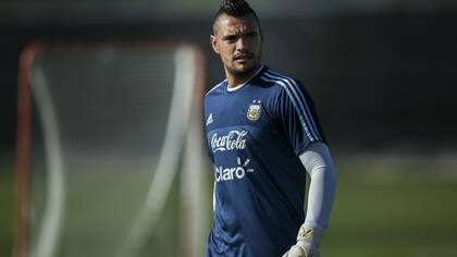 Chiquito Romero, en un entrenamiento con la selección
