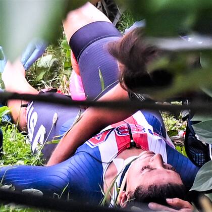 Chloé Dygert, minutos después del impacto en Imola