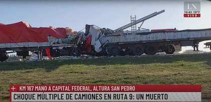 Choque múltiple de camiones en la Ruta 9