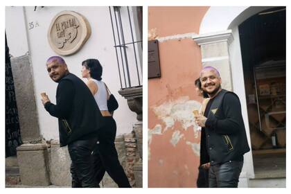 Christian Nodal sonríe cuando ve que los fanáticos lo descubrieron