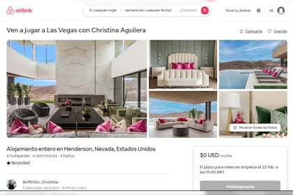 Christina Aguilera ofrece su mansión para alojarse en Las Vegas (Foto Airbnb)