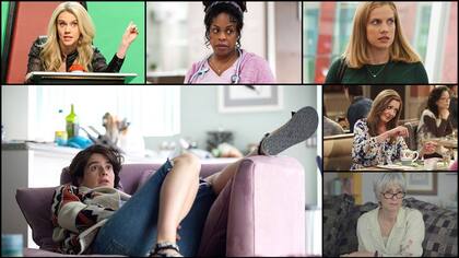 Cinco nominadas en reparto en comedia: Kate McKinnon, Niecy Nash, Anna Chlumsky, Gaby Hoffmann, Alison Janney y Judith Light