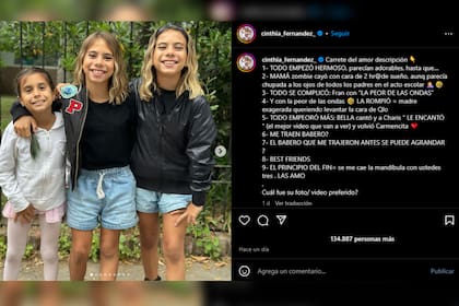 Cinthia Fernández mostró el cierre escolar de sus hijas (Foto Instagram @cinthia_fernandez_)