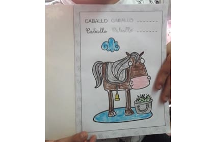 Ciro sostiene un dibujo que hizo para la escuela; le encanta los animales