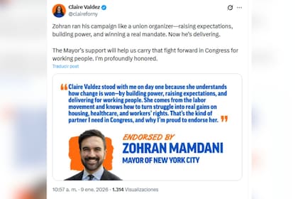 Claire Valdez agradeció el apoyo de Zohran Mamdani a convertirse en representante del Congreso en Nueva York