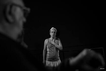 Clarisa en una de las presentaciones de Mi hijo solo camina un poco más lento