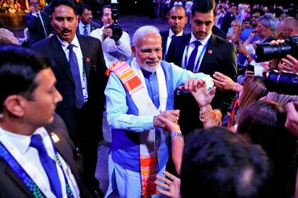 Clases de yoga en la previa de la llegada del primer ministro de India, Narendra Modi 