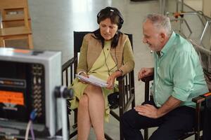 Claudia Piñeiro y Marcelo Piñeyro en acción.