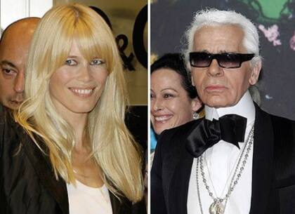 Claudia Schiffer y Karl Lagerfeld, en Buenos Aires