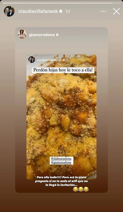 Claudia Villafañe compartió el exquisito plato que le preparó a su nieta