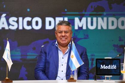 Claudio "Chiqui" Tapia, durante la conferencia de prensa previa al Superclásico realizada este mediodía en el predio de Ezeiza