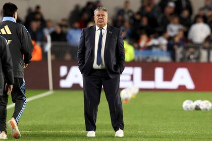 Claudio Tapia en el Monumental, antes del partido entre Argentina y Colombia. La relación entre River y el presidente de la AFA transitó momentos disímiles en los últimos años