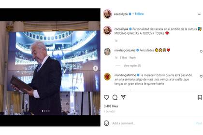 Coco Sily no dudó en agradecer la distinción