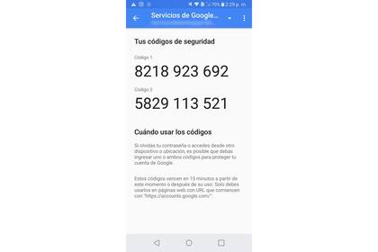 Códigos de 10 dígitos en un teléfono con Android