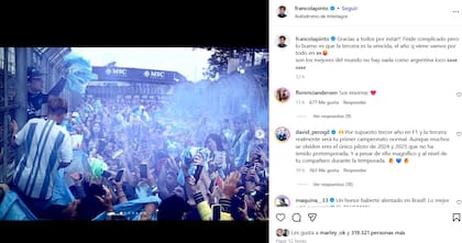 Colapinto agradeció el apoyo de los fanáticos en Brasil