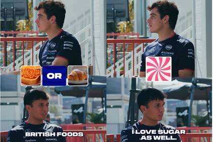 Colapinto y Albon hicieron un divertido "¿Qué prefería?", y encantaron a sus fans (Foto: Captura de video / Instagram @williamsracing)