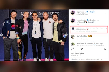 Coldplay le dedicó un mensaje de halago a Roger Federer