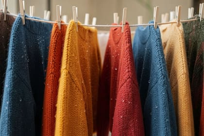 Colgar un sweater de lana mojado es un error frecuente que deriva en deformaciones permanentes