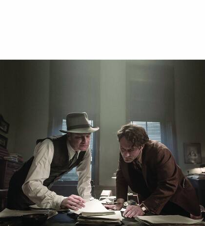 Colin Firth, en la piel de Perkins, y Jude Law, como Thomas Wolfe, en Genius, la biopic que llegará 
a la Argentina en agosto