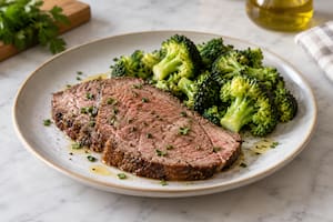 Colita de cuadril al horno con brócoli