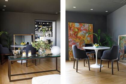En el comedor, mesa (Knoll) y sillas (Piazza Navona). Obra de arte (Sofía Mastai para Diderot.Art). Spots (Concepto & Luz). Plantas y macetas (Ciudad Naturaleza).