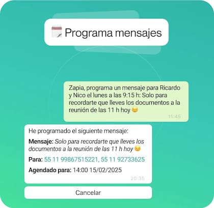 Cómo funciona la programación de mensajes en WhatsApp usando Zapia