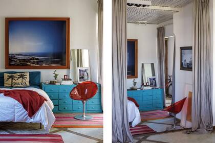 La cama se apoyó contra una de las paredes, para que el paso hacia el living fuera más amable.