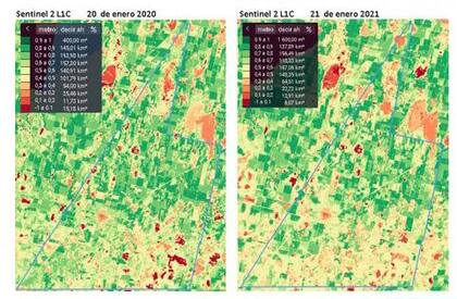 Comparación del Índice de vegetación de diferencia normalizada entre 2020 y 2021