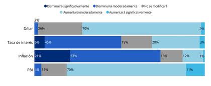 Comportamiento de las principales variables económicas para el próximo año: el dólar subirá, según el 81% de los empresarios