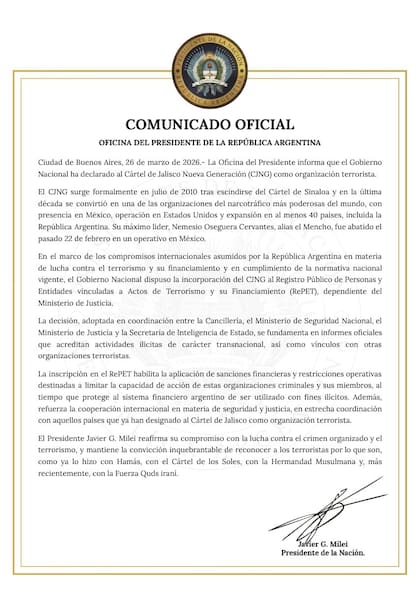 Comunicado oficial
