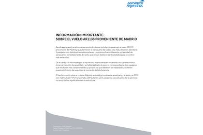 Comunicado de Aerolíneas Argentinas