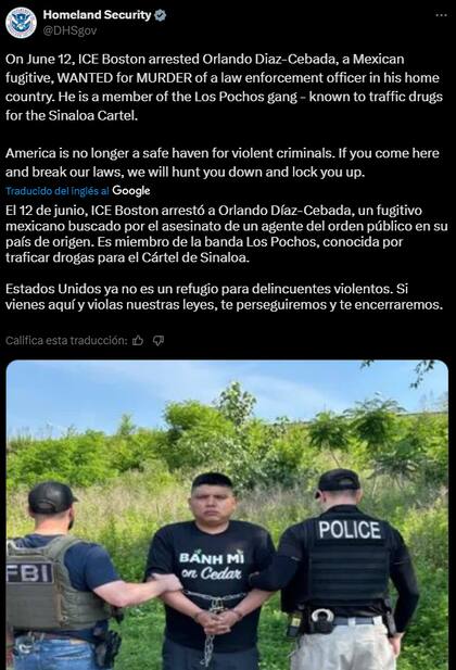 Comunicado de ICE por detención de Orlando Díaz.