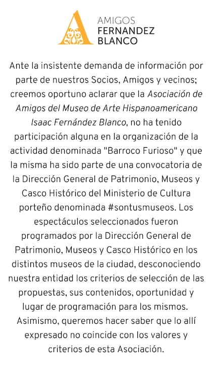 Comunicado de la Asociación Amigos del Museo