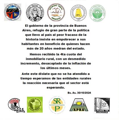 Comunicado de las 10 gremiales bonaerenses