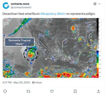 Comunicado de @o.news sobre el estado de Alvin en Acapulco