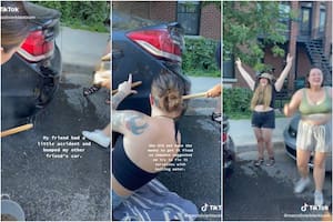 El truco viral con el que un grupo de jóvenes arregló un auto abollado
