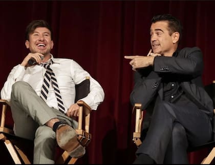 Con Colin Farrell en la promoción de Los espíritus de la isla (2022), de Martin McDonagh