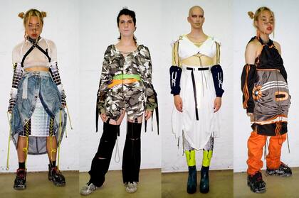 Con descartes de piezas de fast fashion crean diseños disruptivos