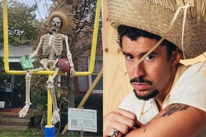 Con esqueletos y referencias a canciones, un jardín de Massachusetts fue decorado con la temática de Bad Bunny