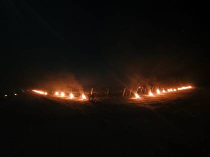 Con fuego, una forma de combatir las bajas temperaturas en viñedos que eligieron productores en los últimos días