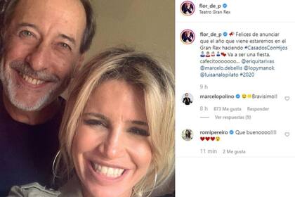 Flor Peña compartió su entusiasmo en redes sociales junto a Guillermo Francella