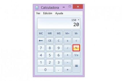 Con la calculadora de la computadora se pueden obtener porcentajes en menos pasos