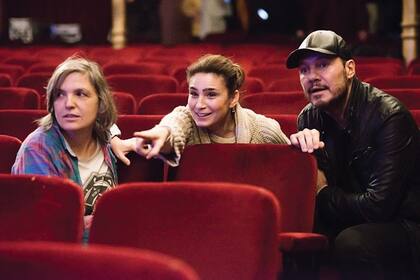 Con la codirectora Fabiana Tiscornia y Tinelli, coproductor de La reina del miedo