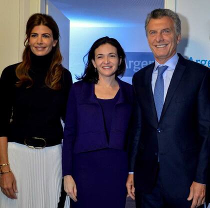 Mauricio Macri y Juliana Awada con Sheryl Sandberg en 2018