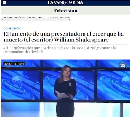 Con la imagen de la periodista Noelia Novillo, La Vanguardia de España también se hizo eco del error