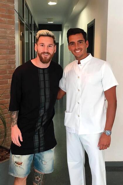 Con Lionel Messi en
Barcelona, en 2018.